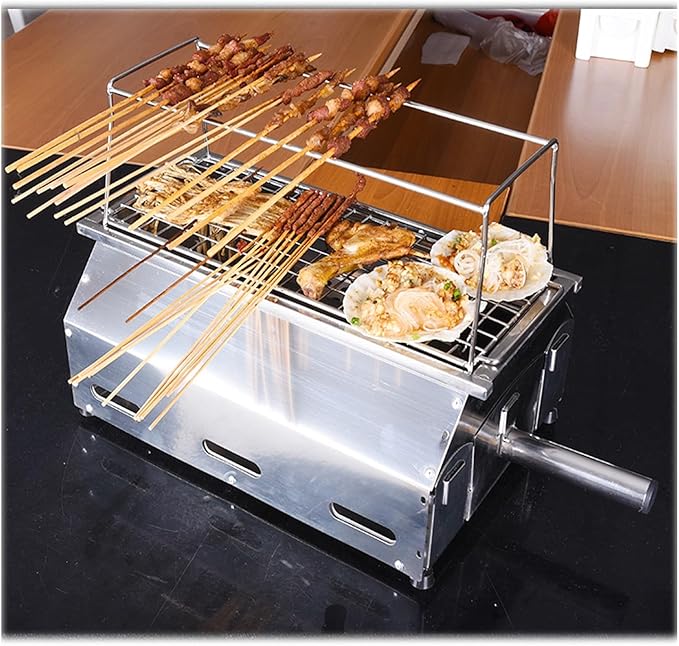 Portable charcoal grill, stainless steel grill, outdoor charcoal grill for garden outdoor cooking barbecue camping picnic