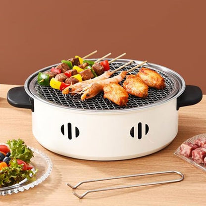 GLOGLOW Charcoal Grill Portable BBQ Grill Stove with 2 Handles for Indoor Outdoor Camping Picnic Backyard