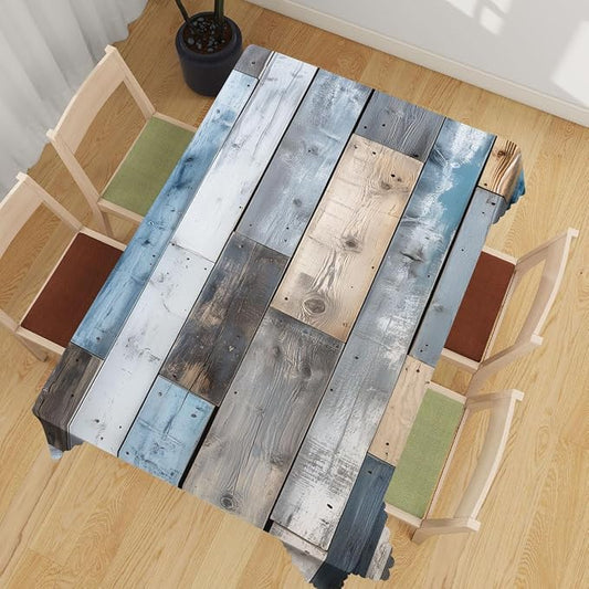 Farmhouse Tablecloth Wood Texture Abstract Rectangle Polyester Table Cloths Kitchen Table Cover for Dining BBQ Picnic Coffee Table 52 x 70 Inch 4-6 Seats
