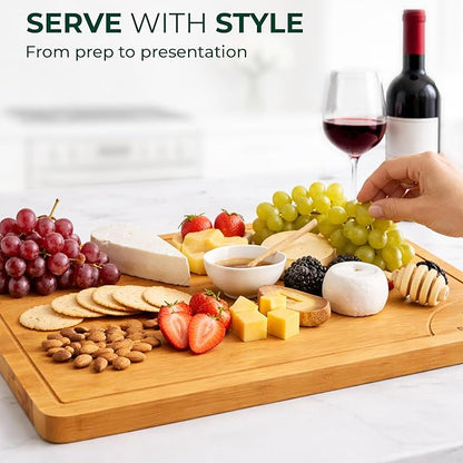 Bamboo Cutting Board Set of 3 – Non-Toxic, Eco-Friendly Bread & Meat Kitchen cutting Boards with Deep Juice Groove & Non-Slip Feet (9x5.9, 12x7.87, 14.96x10)