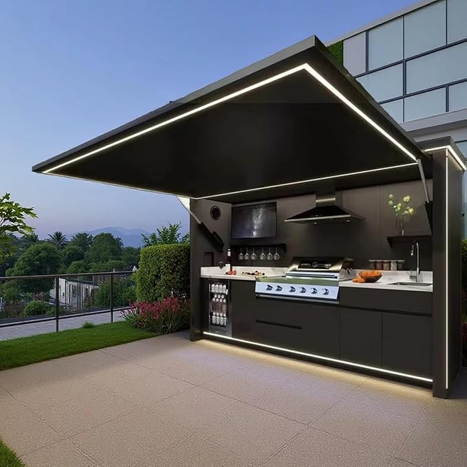 Multi-Size Prefab Outdoor Kitchen Suite - Bespoke Configurations & Layouts - Modern Stainless Steel BBQ Island for Luxury Living