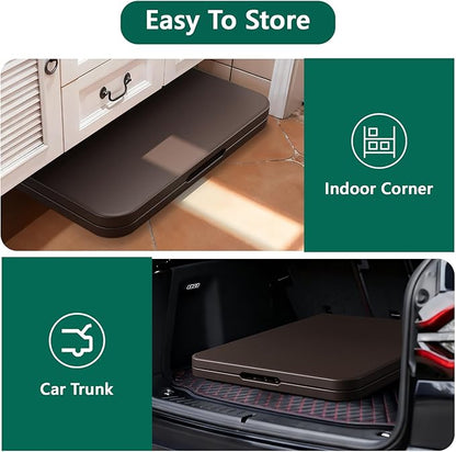 6FT Folding Table, Heavy Duty Plastic Fold-in-Half Utility Table with Handle, Portable Camping Picnic Table with Steel Legs for Indoor Outdoor Party, Dining, Brown,2 Pack