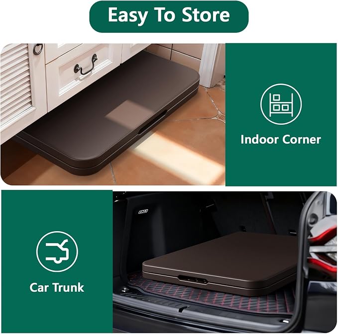 2 Pack 6ft Folding Table, Foldable Picnic Table Portable Table for Indoor Outdoor Use Heavy Duty Plastic Table Camping Table with Carry Handle for Party, BBQ, Brown