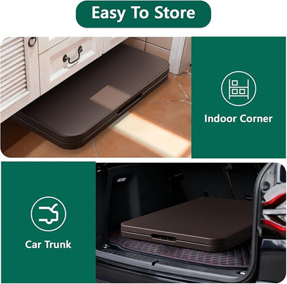 2 Pack 6ft Folding Table, Foldable Picnic Table Portable Table for Indoor Outdoor Use Heavy Duty Plastic Table Camping Table with Carry Handle for Party, BBQ, Brown