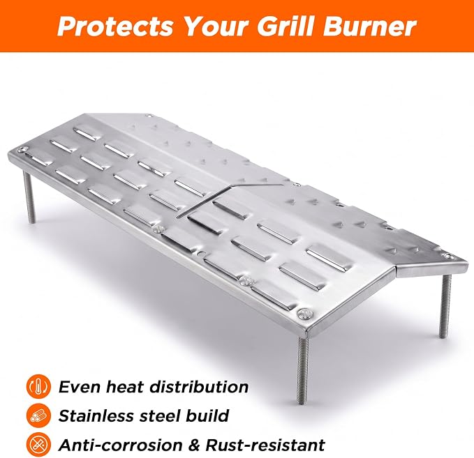 Universal Grill Burner Covers, Stainless Steel Adjustable Grill Heat Plates, Flame Tamer for Gas Grills, Grill Replacement Parts for Charbroil Nexgrill, BBQ Heat Shield