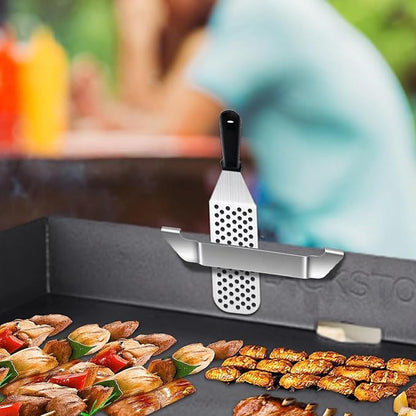 Stainless Steel Griddle Spatula Stand, 2 Pack Grill Barbecue Tool Rack Hold Rack Griddle Accessories Holder for Blackstone, Camp Chef, Royal Gourmet, Outdoor Camping Picnic BBQ Essentials