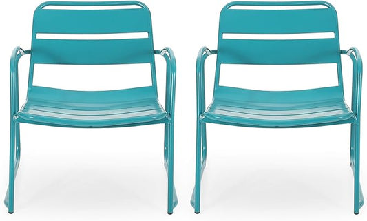 Christopher Knight Home Cowan Outdoor Dining Chair (Set of 2), Matte Teal