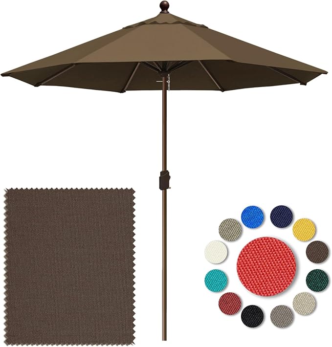 Eurmax USA 10-Year-Non-Fading 10FT Outdoor Patio Market Umbrella,UPF50+ UV Resistant Sun Shade,Heavy Duty Commercial Grade,Crank Lift Design,Windproof Vented Top for Garden,Pool,Deck,Chestnut