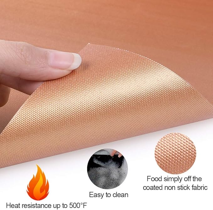 Grill and Baking Mat Set of 10, Copper Colored, 100% Non Stick, Easy Cleanup, 13 in x 15.75 in