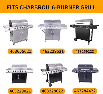 Hongso Replacement Parts for Charbroil Performance 6 Burner 463284022 463229521 463229021 463228622, G327-2100-W1 Burner Tube, G325-0002-W1 Heat Plates and Crossover Tube Included