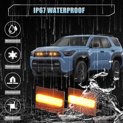 4 PCS Full LED Front Grille Lights for Toyo-ta 4runner 2025 SR5, Amber LED Grille Clearance Light, OEM Grill Led Grilles Light for 4Runner Accessories