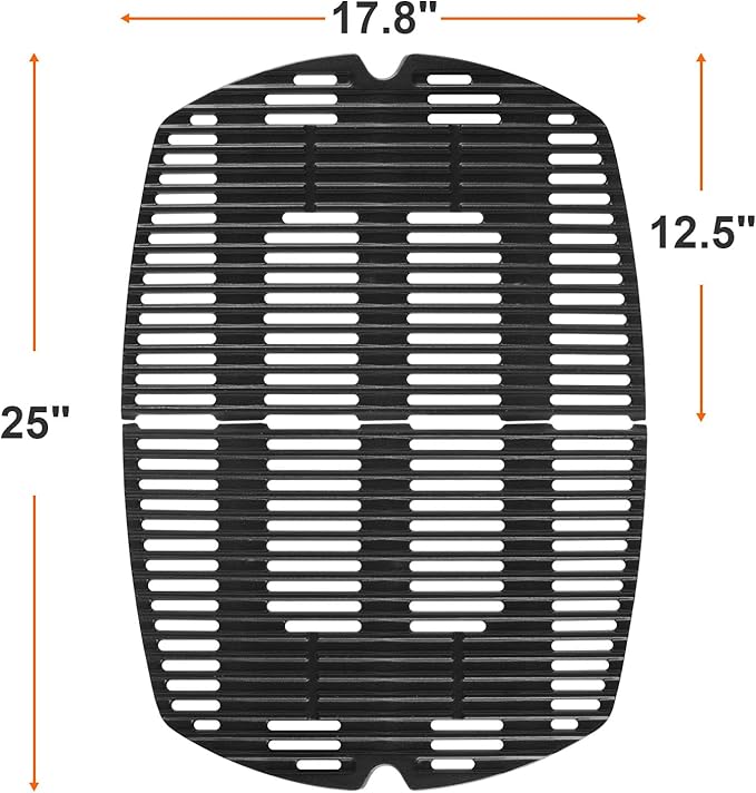 DELSbbq 7646 Cast Iron Grates and 65032 Grill Burner for Weber Q300 Q320 Q3000 Q3200 57060001 586002 Gas Grills, Replacement Parts for Weber 7584, 65032