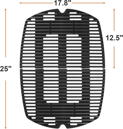 DELSbbq 7646 Cast Iron Grates and 65032 Grill Burner for Weber Q300 Q320 Q3000 Q3200 57060001 586002 Gas Grills, Replacement Parts for Weber 7584, 65032