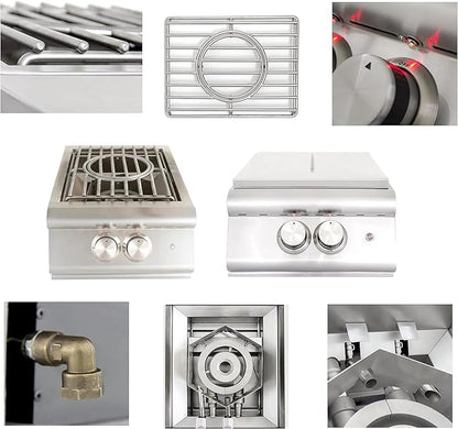 BLAZE BBQ Outdoor Grill Package1 of 32” LTE Built-in Natural Gas Grill, LTE Gas Griddle, Gas Power Burner, 32” Door & Two Drawers Combo, Trash Drawer, Refrigerator, and Accessories