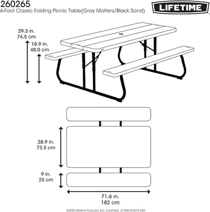 Lifetime Folding Picnic Table, 6-Foot