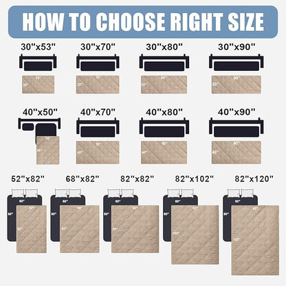 Smiry Waterproof Reversible Dog Bed Cover Pet Blanket | Pet Friendly, Soft Fabric, Washable Dog Blanket for Furniture Bed Couch Sofa, Checkered (82"x82", Taupe/Beige)