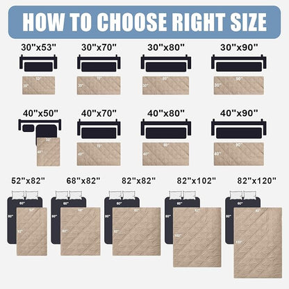 Smiry Waterproof Reversible Dog Bed Cover Pet Blanket | Pet Friendly, Soft Fabric, Washable Dog Blanket for Furniture Bed Couch Sofa, Checkered (82"x120", Taupe/Beige)
