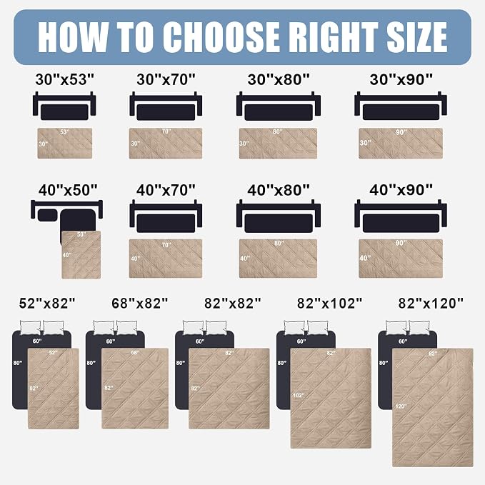 Smiry Waterproof Reversible Pet Couch Covers for Dogs | Pet Friendly, Soft Fabric, Washable Sofa Furniture Protector for Dogs Cat Kids, Checkered (30"x70", Taupe/Beige)