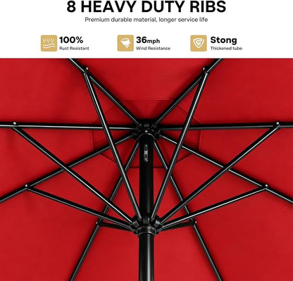 Sannwsg Outdoor Patio Umbrella,Table Umbrella with Push Button Crank,Market Umbrella with 8 Sturdy Ribs,Yard Umbrella