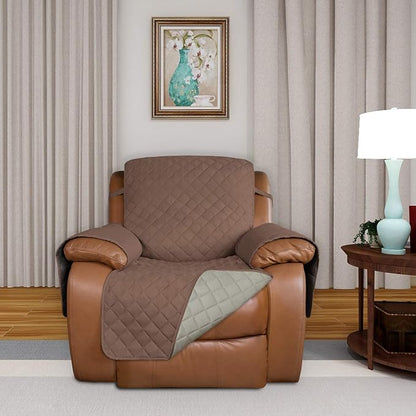 PureFit Reversible Recliner Chair Covers Couch Covers for Dogs, 28 in | Brown/Beige, Water Resistant Couch Protector, Washable Pet Couch Cover with Non Slip and Elastic Straps For Kids