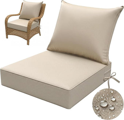 Outdoor Chaise Lounge Chair Cushion (Cream, 24 x 24 x 5 inches)