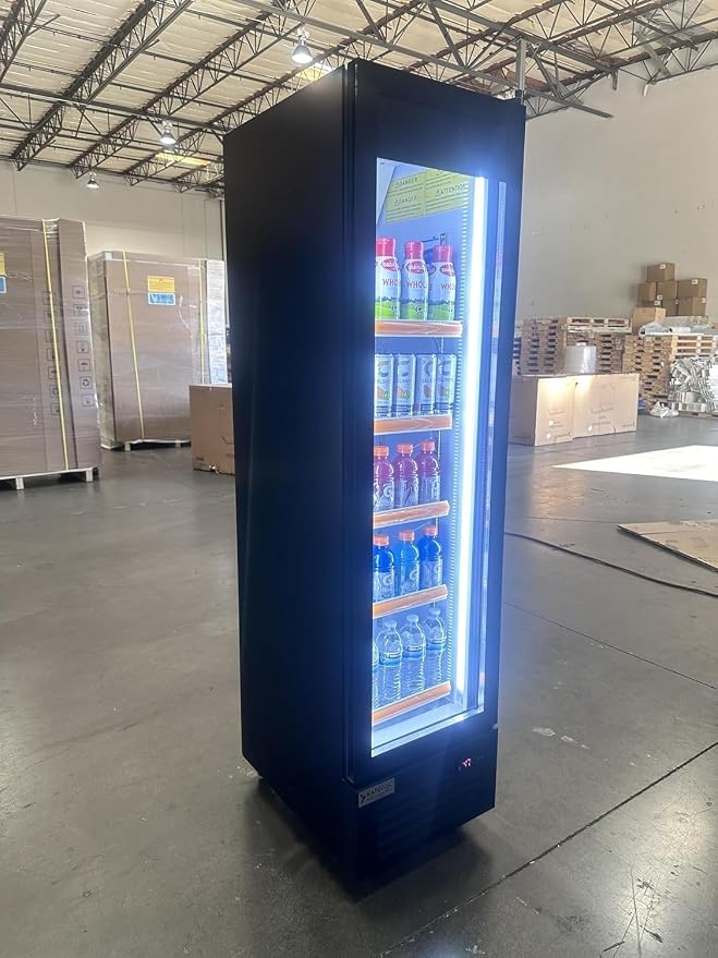 Commercial Beverage Refrigerator Display Fridge,6 Cu Ft Small Slim Single Glass Door Merchandiser Drink Cooler with LED Light Adjustable Shelves,ETL Approval