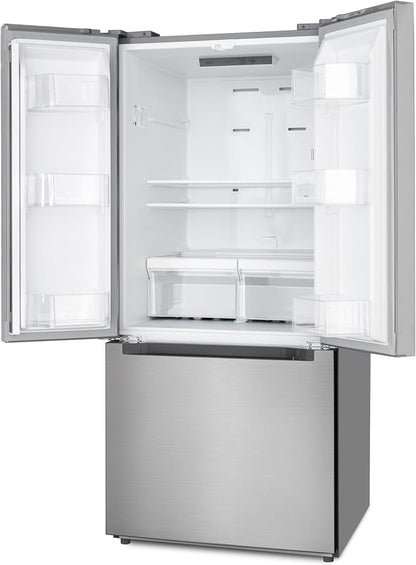 KoolMore 30-Inch and 18.5 cu. ft. Counter Depth French Door Refrigerator with Three Doors and Deep Freezer in Stainless-Steel (KM-RERFDSS-18C)