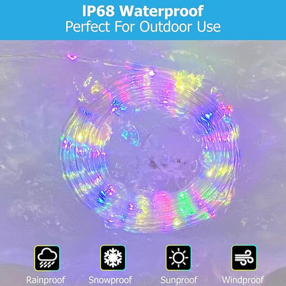 100ft LED Rope Lights for Outside, 25 Colors IP68 Waterproof, Dimmable Warm White RGB Outdoor String Lights, Red White Blue for Memorial Day Patriotic Decorations, Fairy Lights for Indoor Bedroom
