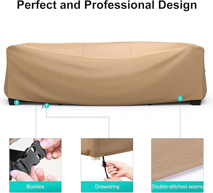 Waterproof Outdoor Patio Furniture Covers 62"L×42"W×28"H Brown | Rain, Dust & UV Protection; Heavy-duty Oxford Resists Tears & Fading; Keeps Dining Tables & Chair Sets Dry on Patio & Deck