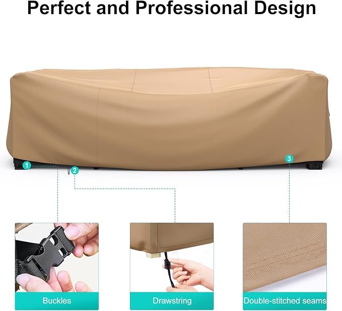 Waterproof Outdoor Patio Furniture Covers 108"L×82"W×28"H Brown | Rain, Dust & UV Protection; Heavy-duty Oxford Resists Tears & Fading; Keeps Dining Tables & Chair Sets Dry on Patio & Deck