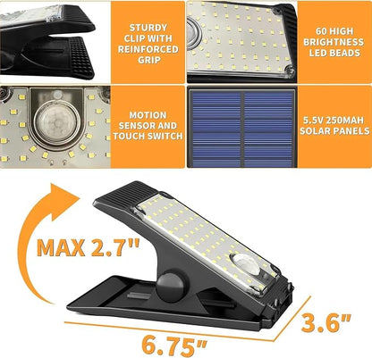 Grill Lights for Outdoor Grill, Super Bright Clip On Solar Light Outdoor 60 LED – Solar Powered Security Lights for Chicken Coop, Chain Link Fence, Garden, Camping, Patio Umbrella, RV (1 Pack)