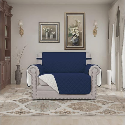 Easy-Going Reversible Couch Cover, Oversized Chair, Navy/Ivory | Machine Washable Slipcover For Dogs, Water Resistant Furniture Mat For Living Room, Non-Slip Sofa Cover, Pet Friendly