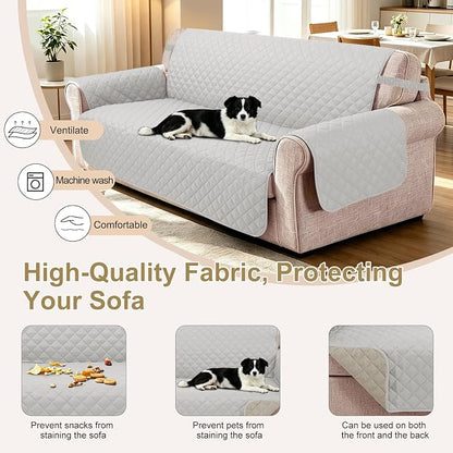 Reversible Recliner Chair Covers, 23" Chair, Light Grey/Beige | Chair Covers for Living Room with Elastic Straps, Water Repellent, Chair Protectors Covers for Dogs