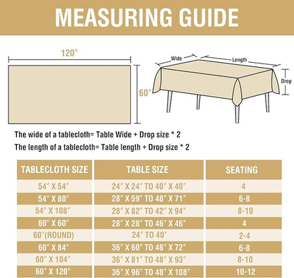 H.VERSAILTEX Linen Table Cloths Rectangle 60 x 120 Inch Premium Tablecloth Spill-Proof Waterproof Table Cover for Dining Buffet Feature Extra Soft and Thick Fabric Wrinkle Free, White