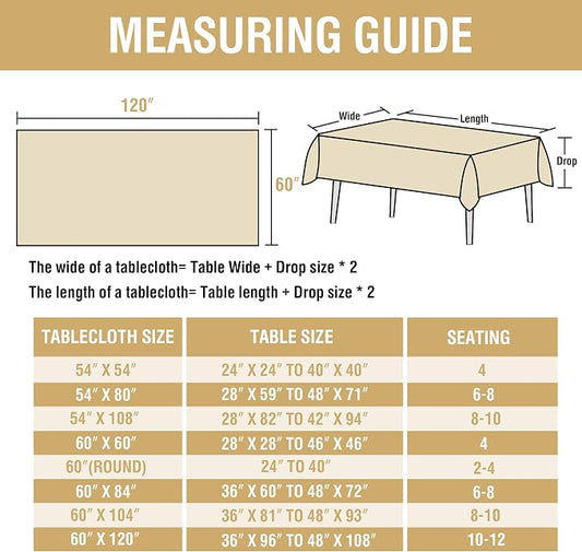 H.VERSAILTEX Linen Table Cloths Rectangle 60 x 120 Inch Premium Tablecloth Spill-Proof Waterproof Table Cover for Dining Buffet Feature Extra Soft and Thick Fabric Wrinkle Free, White