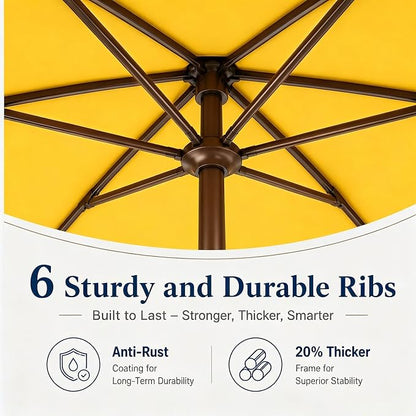 7.5ft Patio Umbrella, Outdoor Table Market Umbrella with Smooth Crank Lift, 6 Windproof Fiberglass Ribs, UPF50+ UV Protection for Deck, Pool, Garden and Backyard