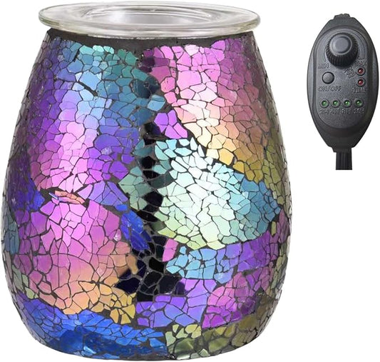 Dicimi Candle Warmer Lamp with Timer, Electric Wax Melt Warmer with Stepless Dimming & 2-10H Auto-Off, 2-in-1 Scented Wax Warmer & Night Light, Gradient Glass Home Decor for Bedroom Office