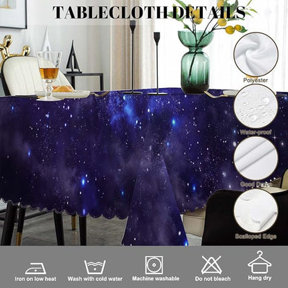 Swono Tablecloth Galaxy Universe, Starry Night Sky Stars Outer Space Table Cloth for Kitchen Dining Tabletop Decoration Parties Weddings, 52 X 70 Inch Rectangle Tablecloth