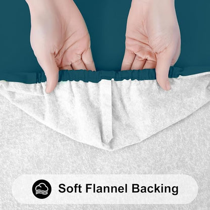 Smiry Rectangle Tablecloth, Elastic Fitted Flannel Backed Vinyl Tablecloths for 5ft Folding Tables, Waterproof Wipeable Table Covers for Indoor, Outdoor, Picnic and Camping (Peacock Blue, 30"x60")