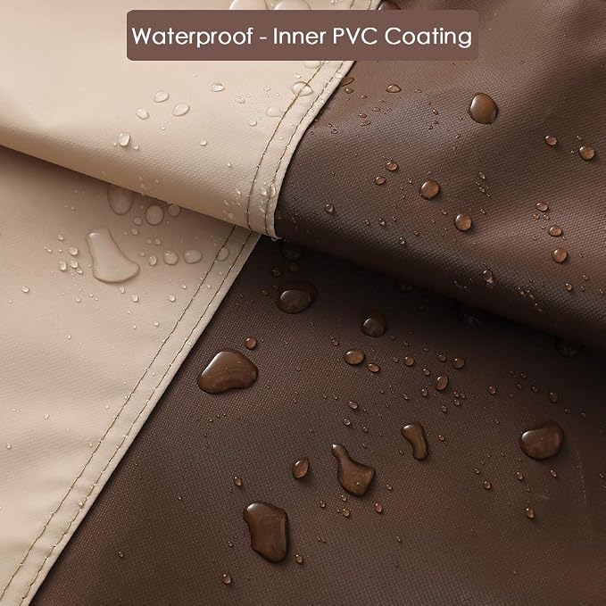 SUPERJARE Patio Umbrella Cover with Rod for 7 to 11 Ft Umbrellas & 15 Ft Double-Sided Umbrellas, 600D Protective Waterproof Cover with Zipper, Beige & Brown