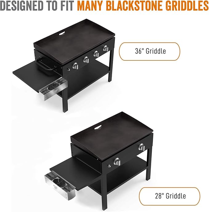 Yukon Glory Stainless Steel Griddle Caddy for Blackstone 28'- 36' Griddle, Space Saving Storage - Original Authentic Design