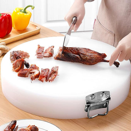 18.9" Round Plastic Cutting Board, 3" Extra Thick Commercial Grade Butcher Board, Food-Grade PE Chopping Block for Meat Cutting, Butchering, BBQ Prep & Restaurant Kitchen Use