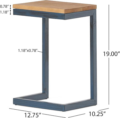 Christopher Knight Home Caspian Outdoor Firwood C Shaped Table, Antique Finish, Small, 10.25 in x 12.75 in x 19.5 in