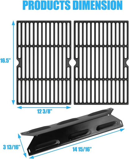 Grill Replacement Parts Kit for Kenmore 4 Burner 146.46365610 146.23678310 146.46372610 146.34611410 146.34611411 146.10017510 146.23679310 146.46366610 Cast Iron Cooking Grates and Heat Plates