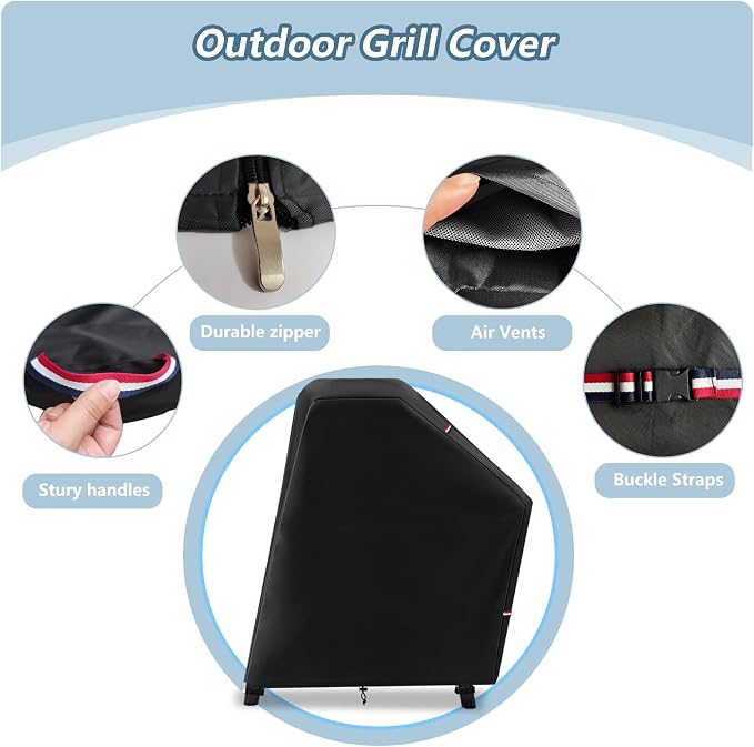 Grill Cover for Ninja XSKUNSTAND Outdoor Stand with One Side Tables,Compatible with Artisan Pizza Oven MO201,Ninja Woodfire Collection OG700,OG800, OG900, & OO100 Series(Cover Only)