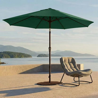 Kingdura 9FT Outdoor Patio Umbrella, Round Market Table Umbrella with Push‑Button Tilt and Crank Lift, 8 Sturdy Metal Ribs, UV50+ Protection Canopy for Backyard, Lawn, Deck, Poolside, Garden (Dark green)