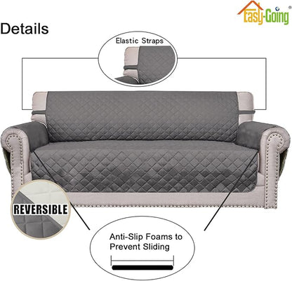 Easy-Going Reversible Couch Cover, Oversized Chair, Gray/Ivory | Machine Washable Slipcover For Dogs, Water Resistant Furniture Mat For Living Room, Non-Slip Sofa Cover, Pet Friendly