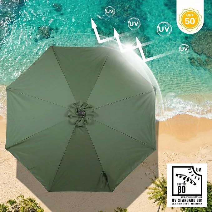 COWVIE Umbrella Canopy Replacement for 8 Ribs Patio Umbrella, Outdoor Table Parasol Replacement for Yard, Canopy Only