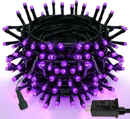 Purple Halloween Lights String Outdoor Plug In 78 FT 240 LED | 8 Modes, IP44 Waterproof, Black Wire Super Long Halloween Twinkle Light for Tree Pillar Party Fence Railing Horror Party