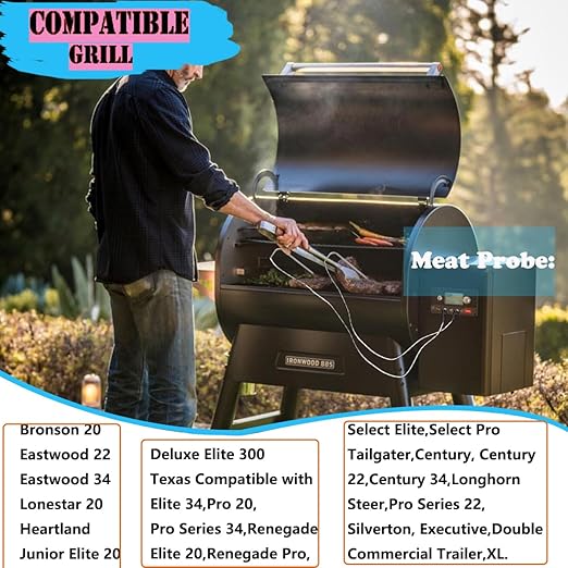 Replacement for Traeger Meat Probe,Compatible with Traeger Wood Pellet Grills and Smoker,Equipped with Stainless Steel Grill Holder kit 2 PCS